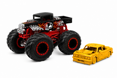 Hot Wheels 1:64 Scale Bone Shaker Monster Trucks Diecast Truck with Crushable Car for Ages 3+ (JKJ93)