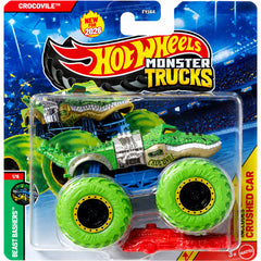 Hot Wheels 1:64 Scale Crocovile Monster Trucks Diecast Truck with Crushable Car for Ages 3+ (JHY25)