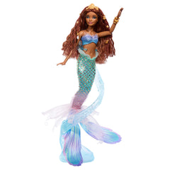 Disney The Little Mermaid Deluxe Mermaid Ariel Doll with Iridescent Tail, Hair Jewelry Beads and Doll Stand for Kids Ages 3+