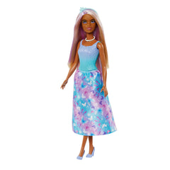 Barbie Royal Doll with Purple-Highlighted Fantasy Hair, Petite Body Type, Colorful Accessories and Butterfly-Print Skirt