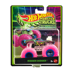 Hot Wheels 1:64 Scale Monster Trucks Glow-in-the-Dark Rodger Dodger Toy Truck for Ages 3+
