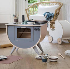 Kiddies Kingdom Toy Kitchen - White + Natural, Blossom Pink, Classic Grey Imaginative Play For Ages 3 and Above