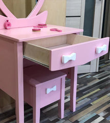 Kiddies Kingdom Girl Dressing table with a mirror and a chair set Imaginative Play For Ages 3 and Above