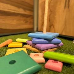 Kiddies Kingdom Wooden Pyramid Stacker DIY Kit For Ages 3 and Up