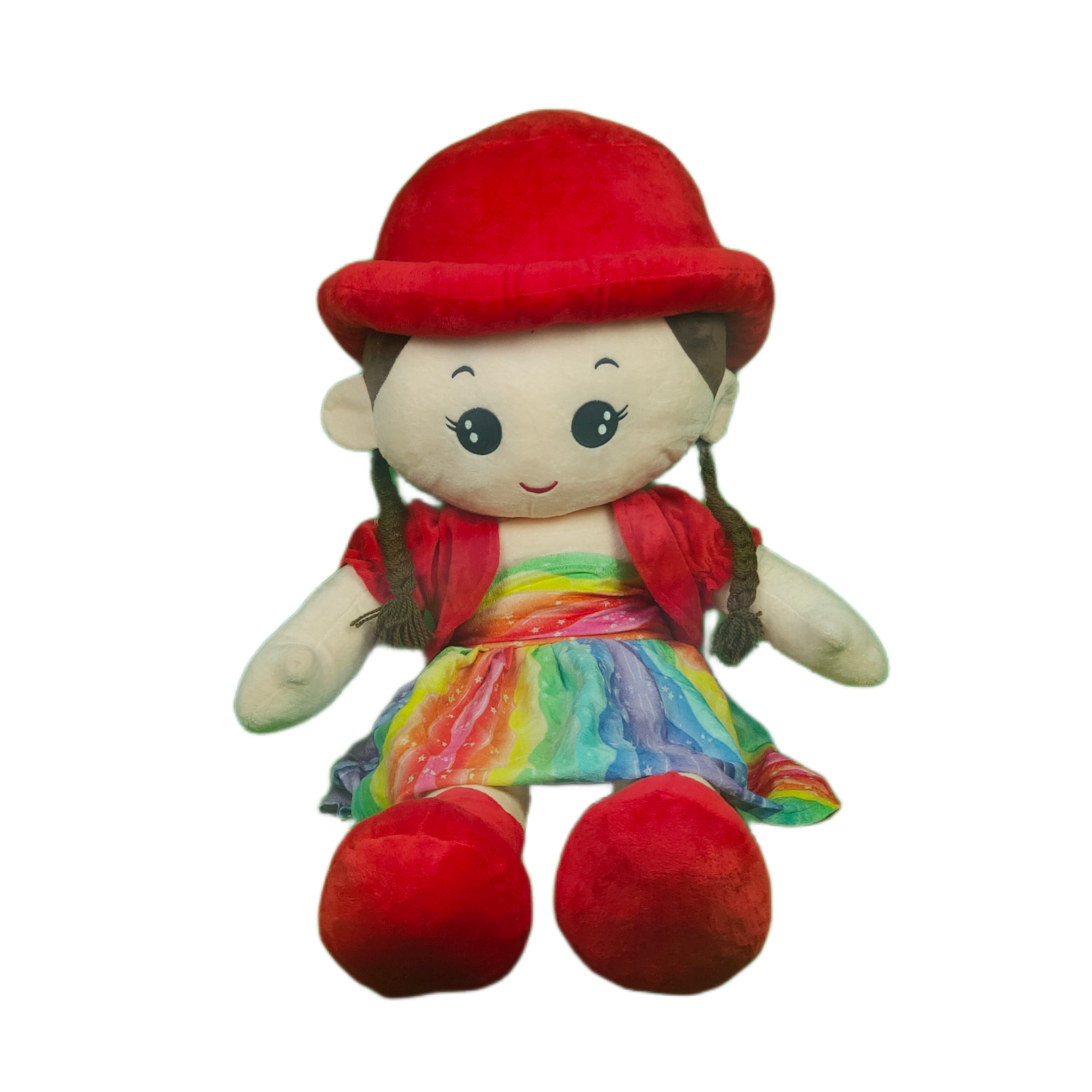 Play Hour Rag Doll Plush Soft Toy Wearing Yellow Red for Ages 3 Years and Up, 90cm
