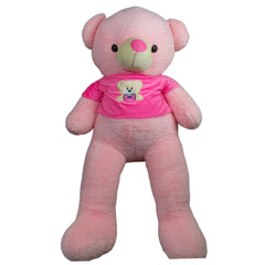 Play Hour Teddy Bear Plush Soft Toy Wearing Pink T-Shirt for Ages 3 Years and Up - Pink, 120cm