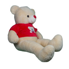 Play Hour Teddy Bear Plush Soft Toy Wearing Red T-Shirt for Ages 3 Years and Up - Yellow, 120cm
