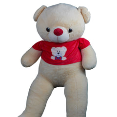 Play Hour Teddy Bear Plush Soft Toy Wearing Red T-Shirt for Ages 3 Years and Up - Yellow, 120cm
