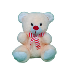 Play Hour Wonder Teddy Bear Plush Soft Toy with Bow for Ages 3 Years and Up - Cream, 30cm