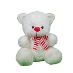 Play Hour Wonder Teddy Bear Plush Soft Toy with Bow for Ages 3 Years and Up - White, 30cm