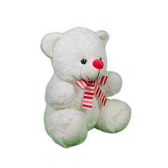 Play Hour Wonder Teddy Bear Plush Soft Toy with Bow for Ages 3 Years and Up - White, 30cm