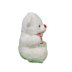 Play Hour Wonder Teddy Bear Plush Soft Toy with Bow for Ages 3 Years and Up - White, 30cm