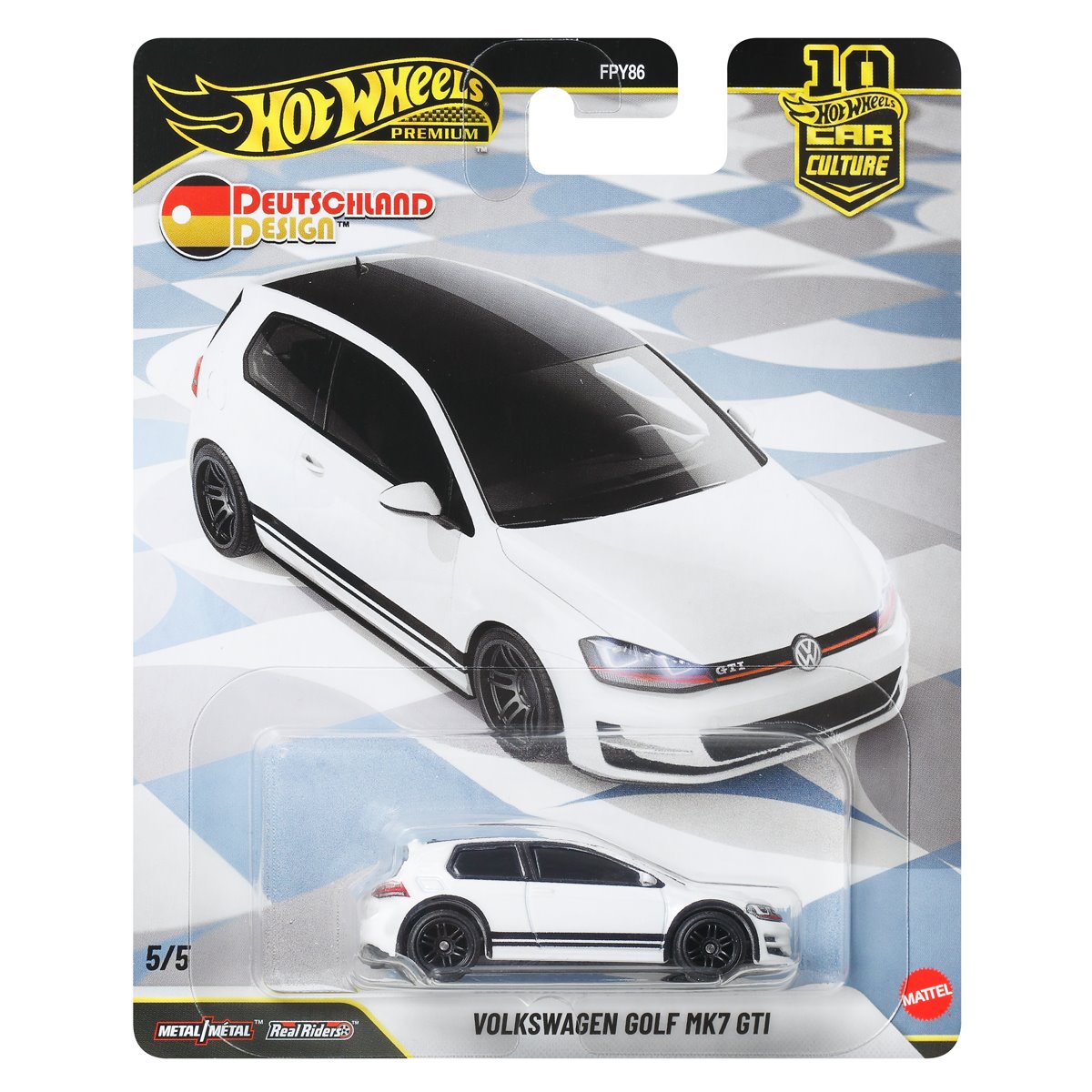 Hot Wheels Car Culture 1:64 Scale Premium Deutschland Design Volkswagen Golf MK7 GTI Toy Car for Ages 4+