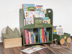 Kiddies Kingdom Montessori Bookshelf-Green Organisers For Ages 3 and Above