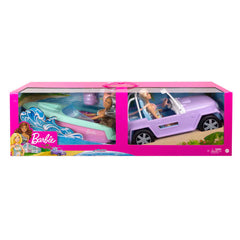 Barbie Off Road Vehicles & Floating Boat 2 Pack Giftset with 2 Dolls & Accessories for Kids Ages 3 Years & Up