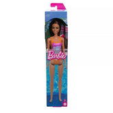 Barbie Beach Doll With Light Brown Hair Wearing Tropical Pink And Orange Swimsuit For Kids Ages 3+