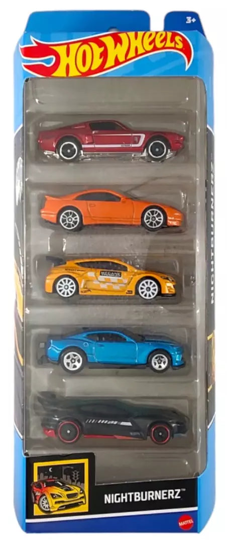 Hot Wheels 5 Car Gift Pack - NightBurnerz Pack Of 5 For Kids & Collectors