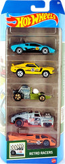Hot Wheels 5 Car Gift Pack - Retro Racers Pack Of 5 For Kids & Collectors