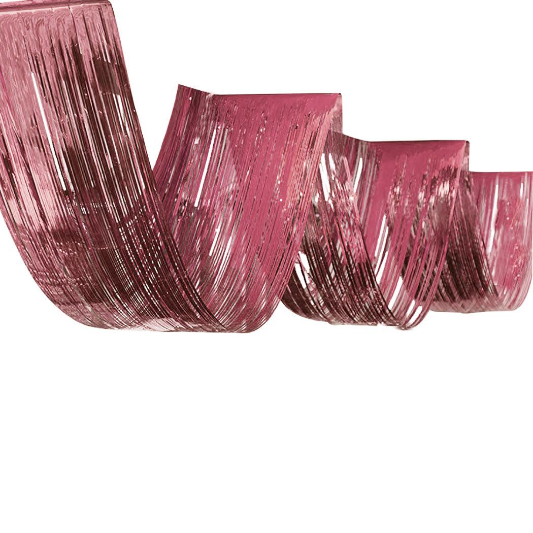 PartyCorp 14 Feet Baby Pink Roof, Ceiling Foil Fringe Curtain, 1 pc