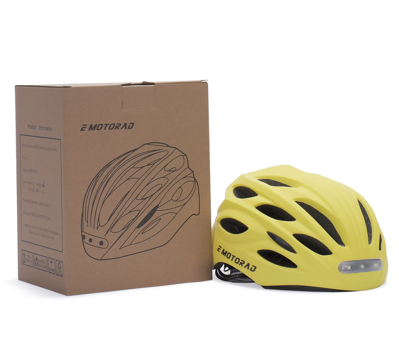 EMotorad Beacon Helmet - Adjustable Cycle Helmet with Front and Back LED Safety Light for Ages 12 Years and Above