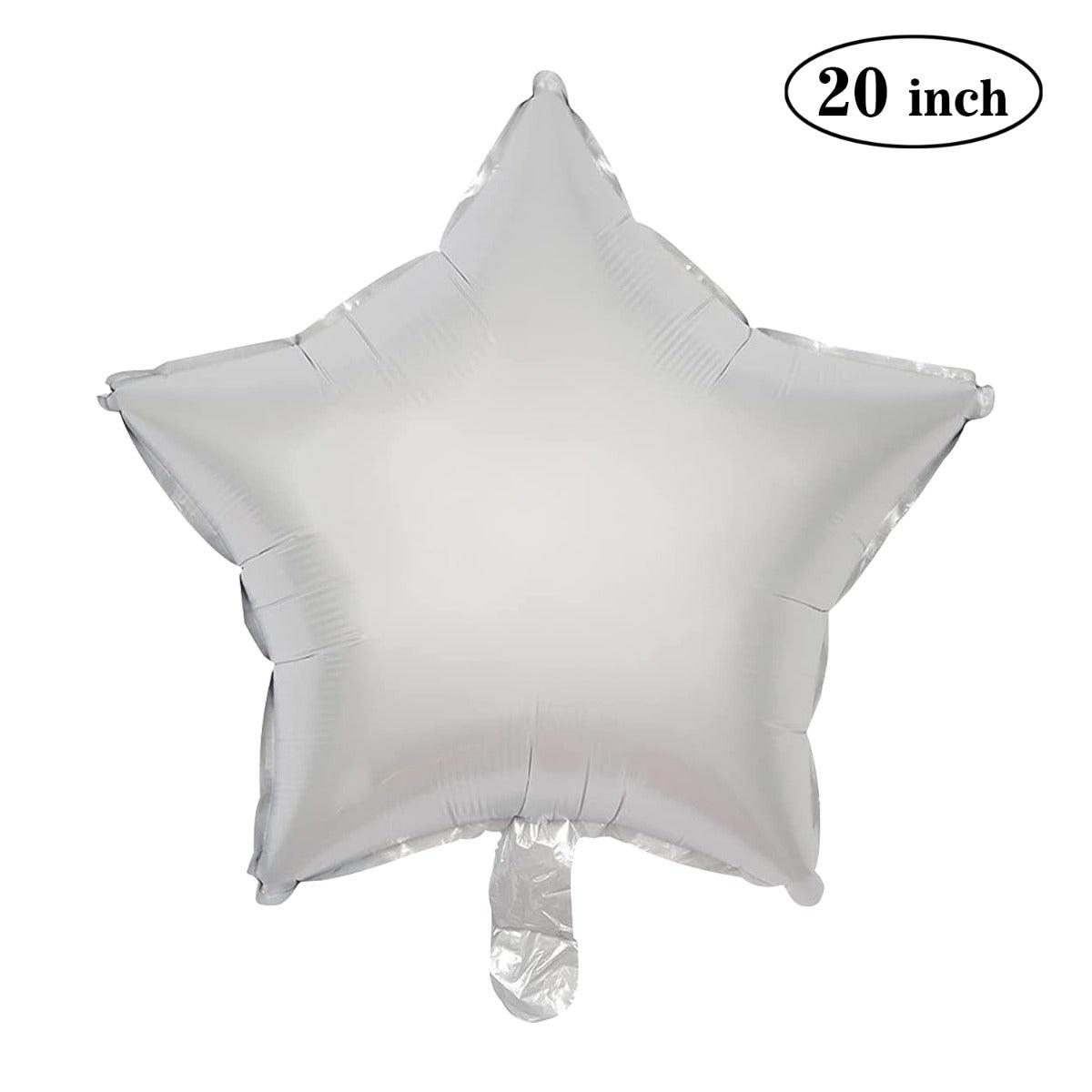 PartyCorp 20 Inch White Star Foil Balloon, 1 pc