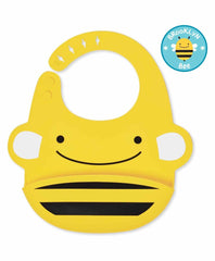 Skip Hop Zoo Fold & Go Silicone Bib Bee - Feeding Accessory For Ages 1-3 Years