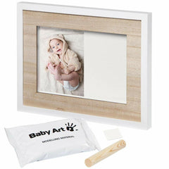 Baby Art Tiny Style Wooden Line Nursery Décor White - Foot Print With Photo Frame For Ages 0-3 Years