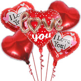 PartyCorp I Love You Red Heart With Cursive Rose Gold Love Text 3D Foil Balloon Bouquet, DIY Pack Of 5