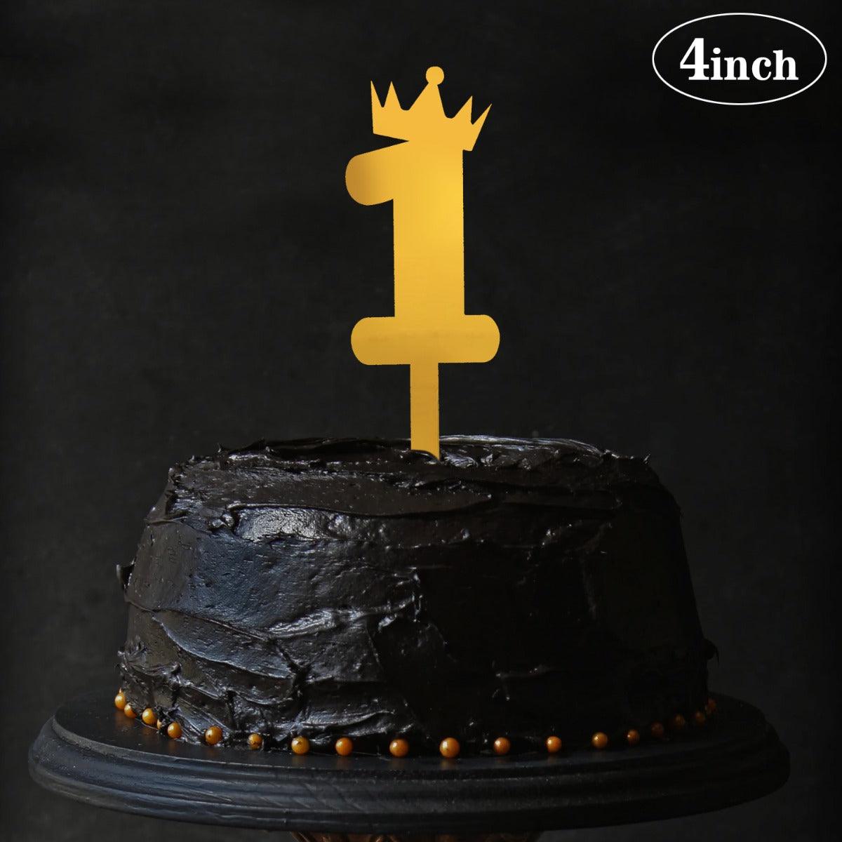 PartyCorp Gold Acrylic Number One Digit 4 Inch Cake Topper,1 Piece