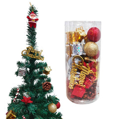 PartyCorp 4 ft Xmas Tree with Mix Decoration Danglers Set Box with Santa Hat for Home, Living Room Decor Combo - FunCorp India
