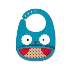 Skip Hop Zoo Fold & Go Silicone Bib Owl - Feeding Accessory For Ages 1-3 Years