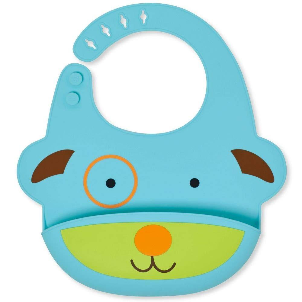 Skip Hop Zoo Fold & Go Silicone Bib Dog - Feeding Accessory For Ages 1-3 Years