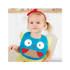Skip Hop Zoo Fold & Go Silicone Bib Owl - Feeding Accessory For Ages 1-3 Years