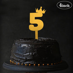 PartyCorp Gold Acrylic Number Five Digit 4 Inch Cake Topper,1 Piece