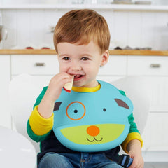 Skip Hop Zoo Fold & Go Silicone Bib Dog - Feeding Accessory For Ages 1-3 Years