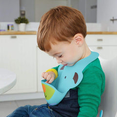 Skip Hop Zoo Fold & Go Silicone Bib Dog - Feeding Accessory For Ages 1-3 Years
