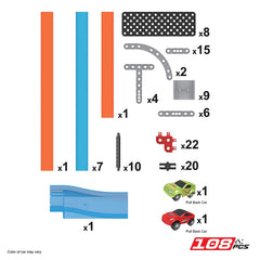 Playzu Track Champion – 108pcs Seven 360 Degree Loops Racing Track Game with Building Block Sets