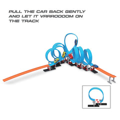 Playzu Track Champion – 108pcs Seven 360 Degree Loops Racing Track Game with Building Block Sets