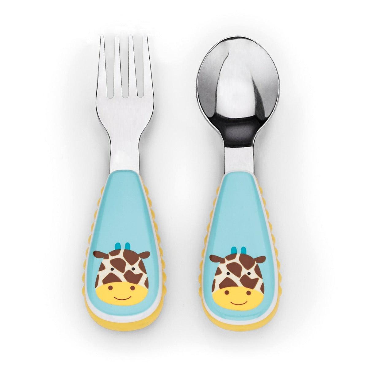 Skip Hop Zoo Utensils Fork & Spoon Giraffe - Weaning Accessory For Ages 0-3 Years