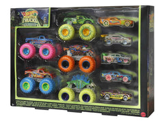 Hot Wheels Monster Trucks Glow In The Dark Multipack of 10 Collectible for Gift for Kids Ages 4+