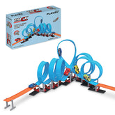 Playzu Track Champion – 108pcs Seven 360 Degree Loops Racing Track Game with Building Block Sets