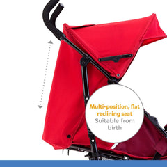 Joie Nitro LX Cherry - Baby Stroller Umbrella with Flat Reclining seat for Ages 0-3 Years