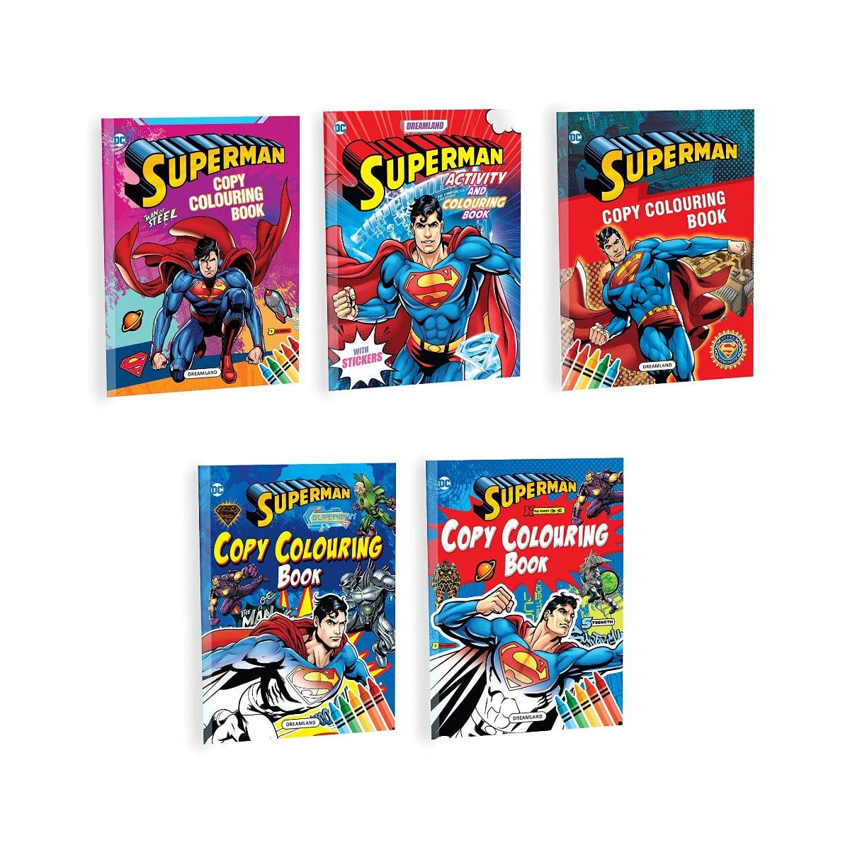 Dreamland Superman Copy Colouring and Activity Books Pack - A Drawing Painting & Colouring Book For Kids - A Pack of 5 Books(English)