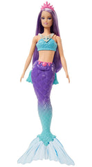 Barbie Dreamtopia Mermaid Doll (Purple Hair) with Blue & Purple Ombre Mermaid Tail and Tiara, Toy for Kids Ages 3 Yrs & Up