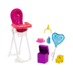 Barbie Skipper Babysitters Playset with Black Hair Skipper Doll, Color-Change Baby Doll, High Chair & Party-Themed Accessories for Kids Ages 3 Years & Up