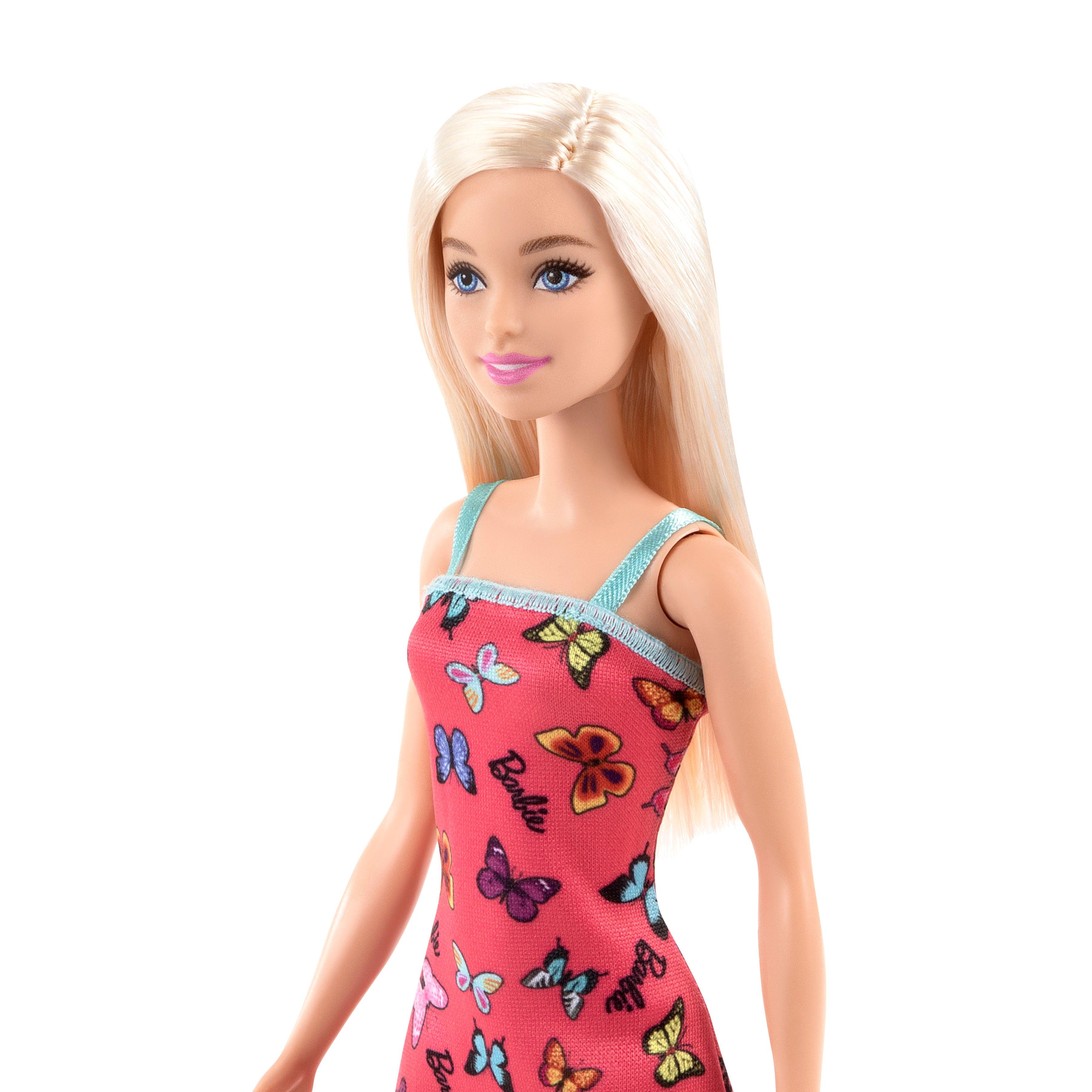 Barbie With Colorful Butterfly And Barbie Logo Print Dress & Strappy Heels - Pink - FunCorp India