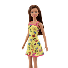 Barbie With Colorful Butterfly And Barbie Logo Print Dress & Strappy Heels - Yellow - FunCorp India