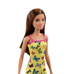 Barbie With Colorful Butterfly And Barbie Logo Print Dress & Strappy Heels - Yellow - FunCorp India