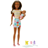 Barbie Skipper Babysitters Doll & Accessories Set with Brunette Skipper Doll with Baby Figure and 5 Accessories for Kids Ages 3+