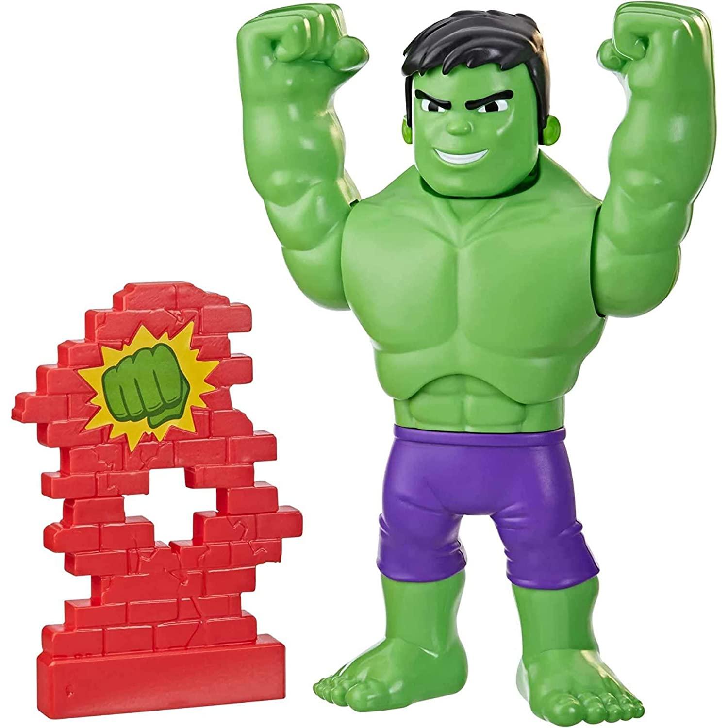Marvel Spidey and His Amazing Friends Power Smash Hulk Face-Changing 10-inch Hulk Figure with Brick Wall Accessory Preschool Toy - FunCorp India
